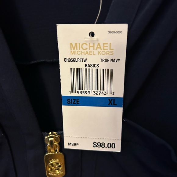 NWT Michael Kors Blue Long Sleeve Half Zip Blouse TunicTop XL - Picture 6 of 6